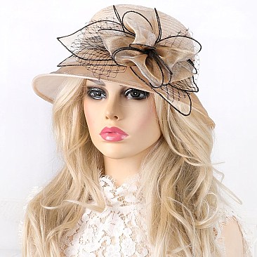 Southern Style Organza CLOCHE HAT with Belt