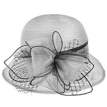 Southern Style Organza CLOCHE HAT with Belt