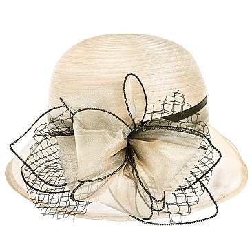 Southern Style Organza CLOCHE HAT with Belt