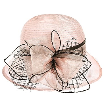 Southern Style Organza CLOCHE HAT with Belt