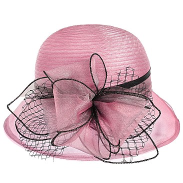 Southern Style Organza CLOCHE HAT with Belt