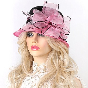 Elegant 2 TONE Cloche ORANZA HAT WITH BOW