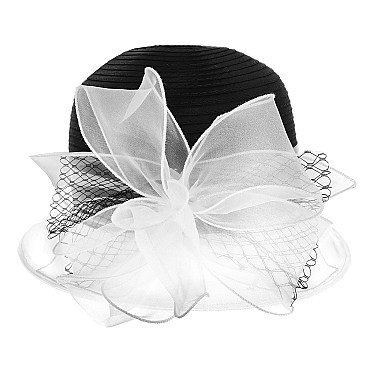 Elegant 2 TONE Cloche ORANZA HAT WITH BOW