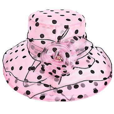 Elegant POLKA DOT Flat Top ORANZA HAT