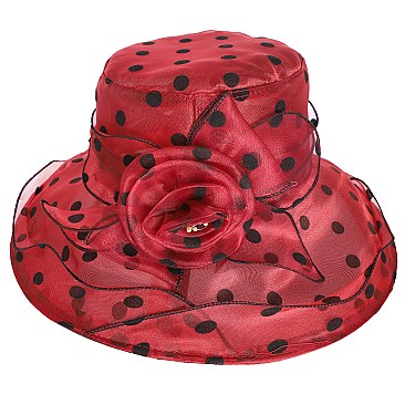 Elegant POLKA DOT Flat Top ORANZA HAT