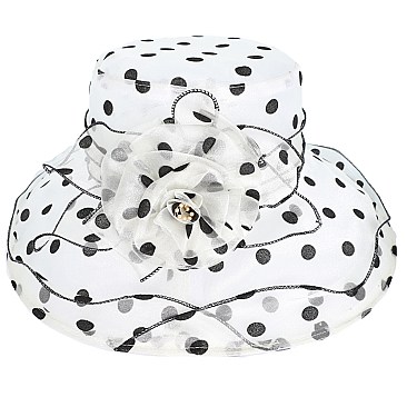 Elegant POLKA DOT Flat Top ORANZA HAT