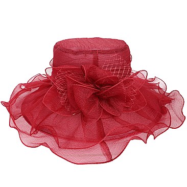 FASHIONABLE KENTUCKY DERBY ORGANZA FLAT TOP HAT