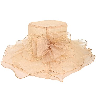 FASHIONABLE KENTUCKY DERBY ORGANZA FLAT TOP HAT