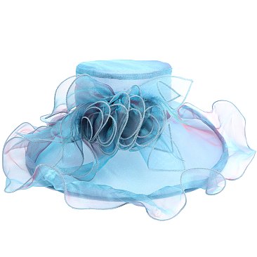 LARGE BRIM KENTUCKY DERBY ORGANZA FLAT TOP HAT