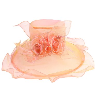 LARGE BRIM KENTUCKY DERBY ORGANZA FLAT TOP HAT