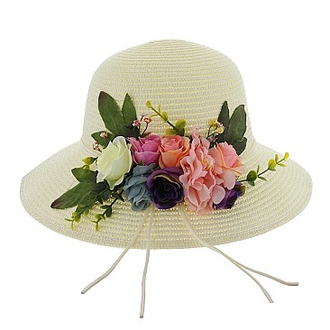 FLORAL GARDEN DESIGNED STRAW HAT SLHTP1095