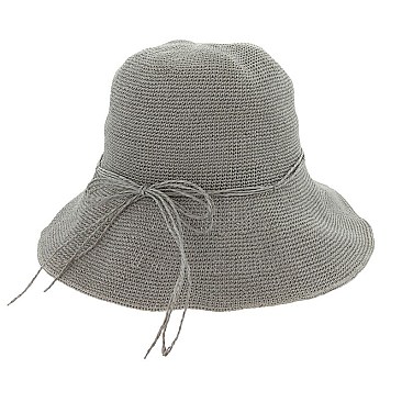 BOW STRAW BUCKET HAT