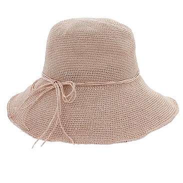 BOW STRAW BUCKET HAT