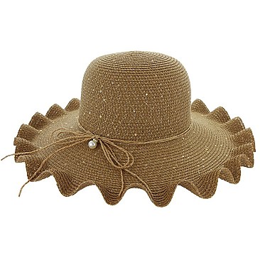 SUMMER STRAW BUCKET HAT W/ RUFFLED BRIM SLHTP1101
