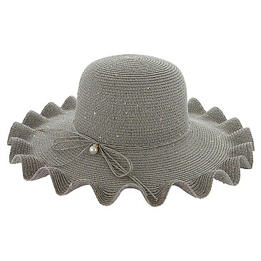 SUMMER STRAW BUCKET HAT W/ RUFFLED BRIM SLHTP1101