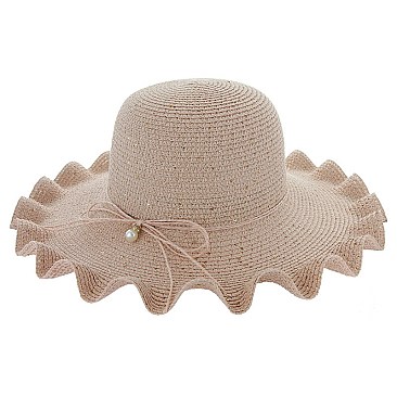 SUMMER STRAW BUCKET HAT W/ RUFFLED BRIM SLHTP1101
