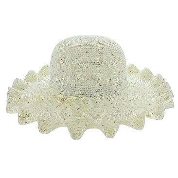 SUMMER STRAW BUCKET HAT W/ RUFFLED BRIM SLHTP1101