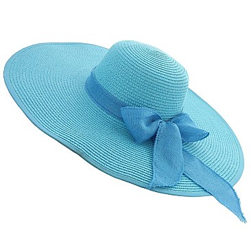 SUMMER FLOPPY BRAID STRAW HAT W/ BOW SLHTP1108