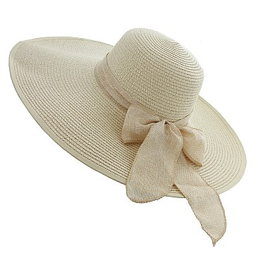 SUMMER FLOPPY BRAID STRAW HAT W/ BOW SLHTP1108