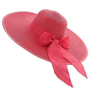 SUMMER FLOPPY BRAID STRAW HAT W/ BOW SLHTP1108
