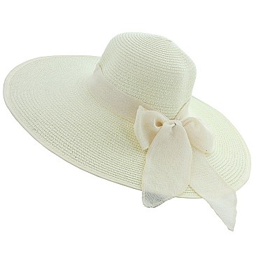 SUMMER FLOPPY BRAID STRAW HAT W/ BOW SLHTP1108