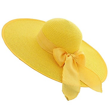 SUMMER FLOPPY BRAID STRAW HAT W/ BOW SLHTP1108