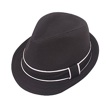 NEUTRAL TONE TEXTURED BAND FEDORA HAT