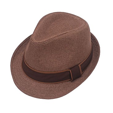 NEUTRAL TONE TEXTURED BAND FEDORA HAT