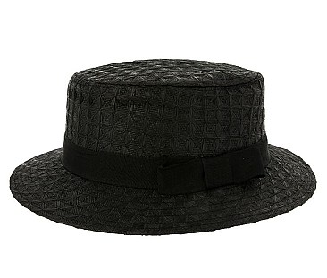 2-TONE FLAT TOP TEXTURED WOVEN HAT