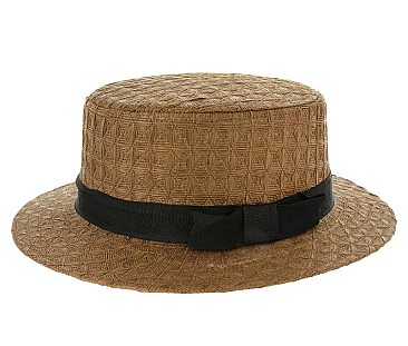 2-TONE FLAT TOP TEXTURED WOVEN HAT