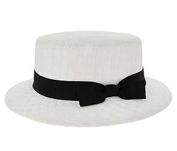 2-TONE FLAT TOP TEXTURED WOVEN HAT