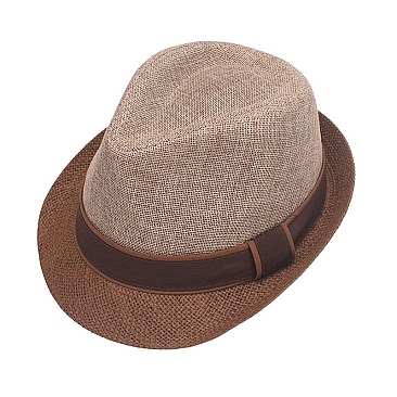 TWO TONE FEDORA HAT WITH BAND