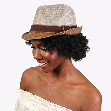 TWO TONE FEDORA HAT WITH BAND