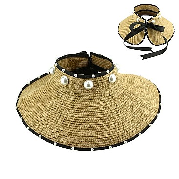 PEARL ACCENT WOVEN SUN VISOR