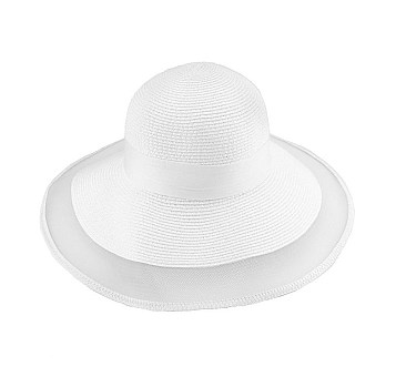 MESH TRIM WOVEN SUMMER HAT