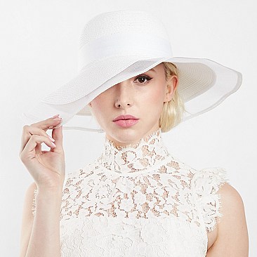 MESH TRIM WOVEN SUMMER HAT