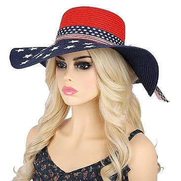 TRENDY USA AMERICA FLAG FLOPPY SUN HAT