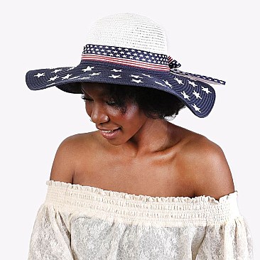 TRENDY USA AMERICA FLAG FLOPPY SUN HAT