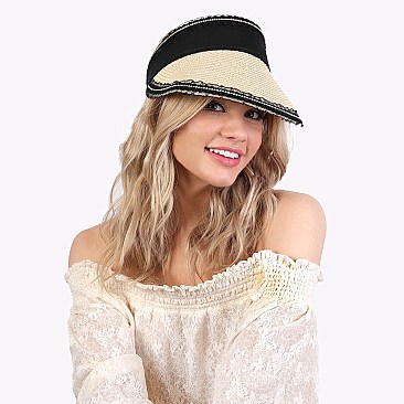 LACE & RHINESTONE STRAW SUN VISOR