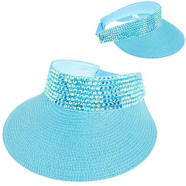 RHINESTONE PAPER WOVEN SUN VISOR