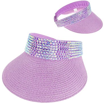 RHINESTONE PAPER WOVEN SUN VISOR