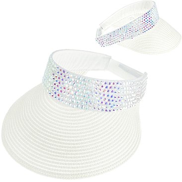 RHINESTONE PAPER WOVEN SUN VISOR