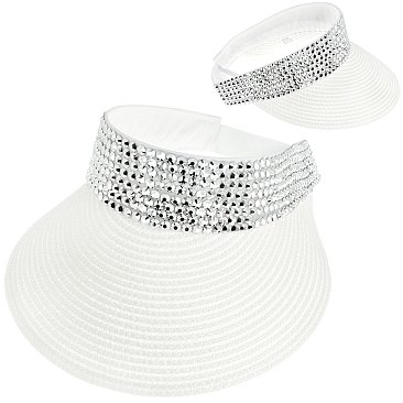 RHINESTONE PAPER WOVEN SUN VISOR