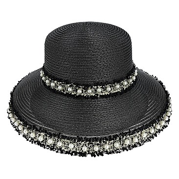 CHIC FASHION HAT WITH PEARLS