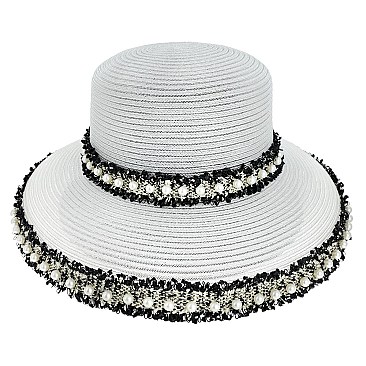 CHIC FASHION HAT WITH PEARLS