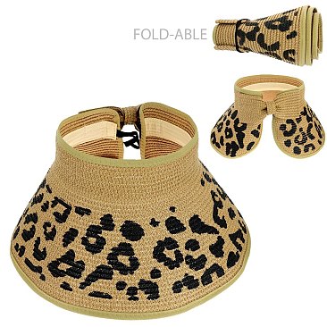 ANIMAL PRINT WOVEN SUN VISOR