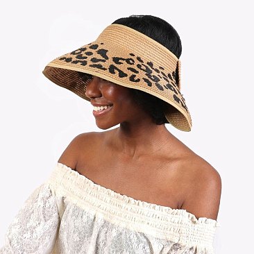 ANIMAL PRINT WOVEN SUN VISOR