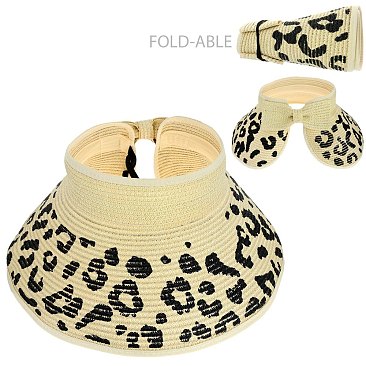 ANIMAL PRINT WOVEN SUN VISOR