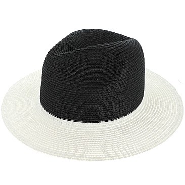 Color Block 2 Tone Fedora Straw Hat