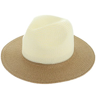 Color Block 2 Tone Fedora Straw Hat